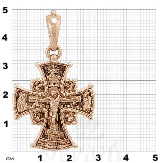 крест «распятие. икона божией матери «всех скорбящих радость», золото 585 проба красное (арт. 201.528-1)