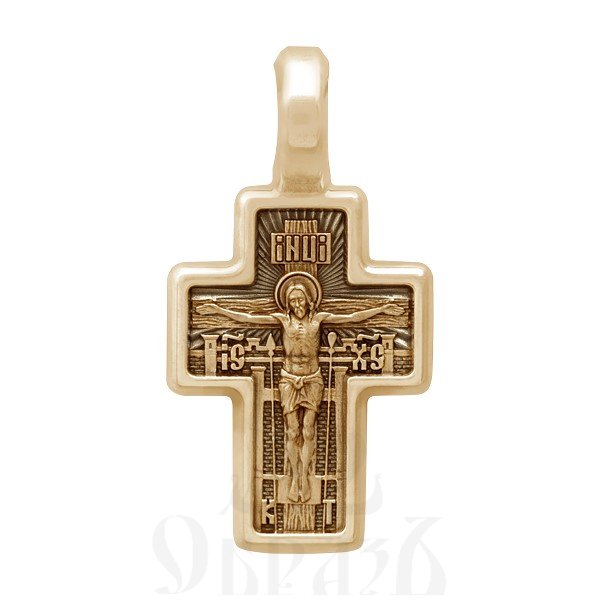 крест с образом казанской иконы божией матери и молитвой «пресвятая богородица, спаси мя», золото 585 проба желтое (арт. 201.506)