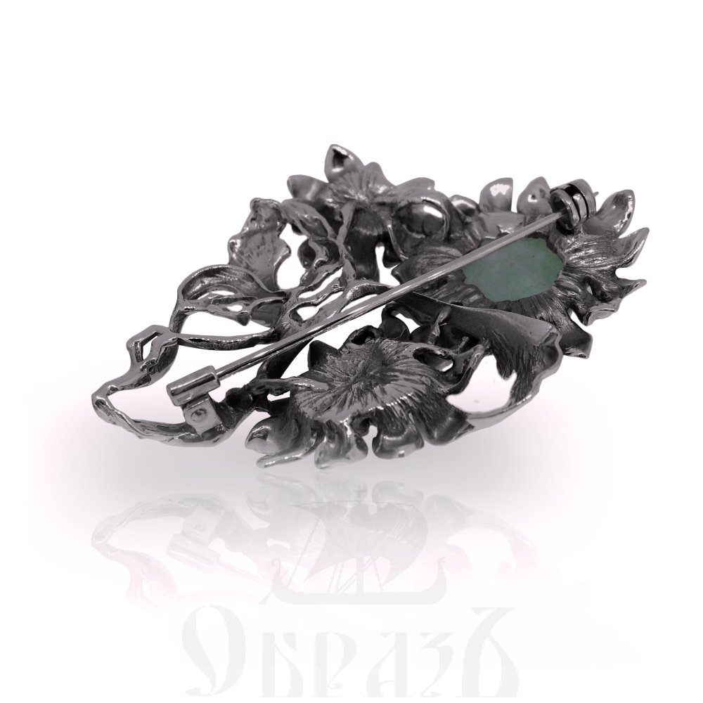 брошь "подсолнухи", серебро 925 проба, берилл