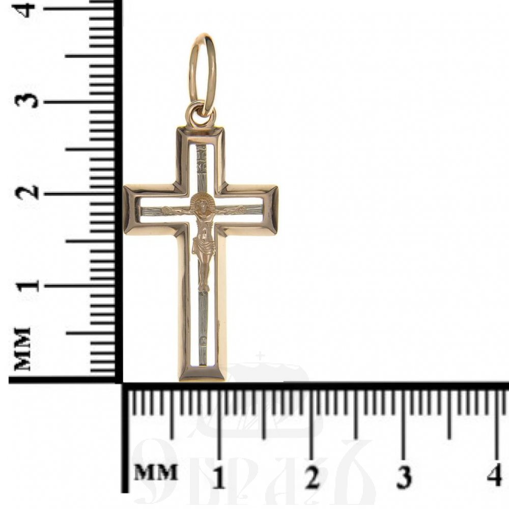 золотой крест с молитвой "спаси и сохрани", 585 проба красного и белого цвета (арт. п10026-з5кб)