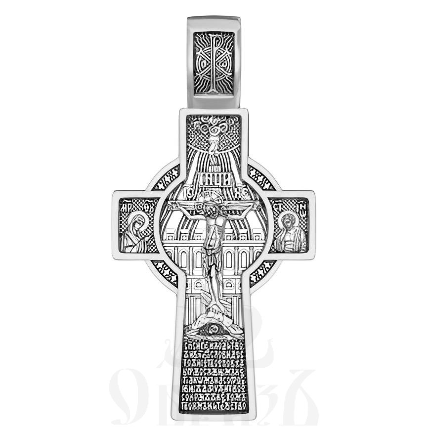 крест покров пресвятой богородицы, серебро 925 проба с платинированием (арт. 17.069р)